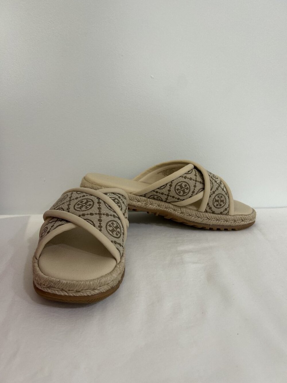 Tory Burch T Monogram Espadrille Slides Size 10.5 - Picture 3 of 4